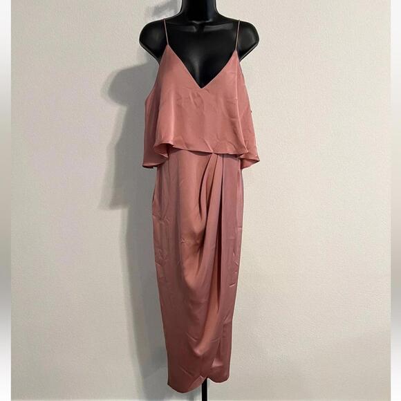 NWT $295 Shona Joy Luxe Cocktail Frill Dress - Rose Size 10 SJ3499 - Picture 2 of 9